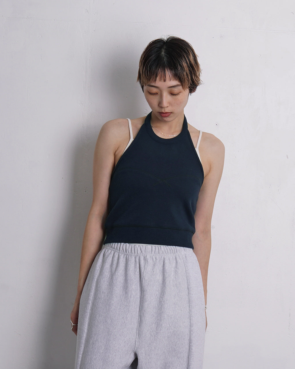 【アウトレット!20%OFF】スウェットホルターネック トップス ビスチェ ノースリーブ 25SS-26-S 【送料無料】