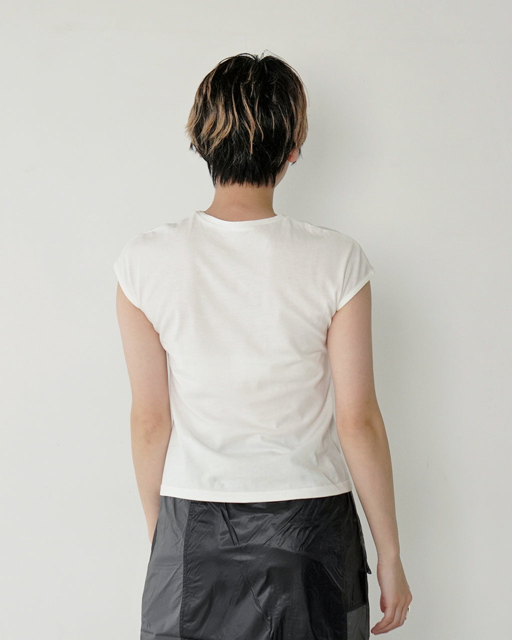 【アウトレット!20%OFF】フレンチスリーブ Tシャツ クルーネック カットソー コンパクト コットン 25SS-28-S【送料無料】