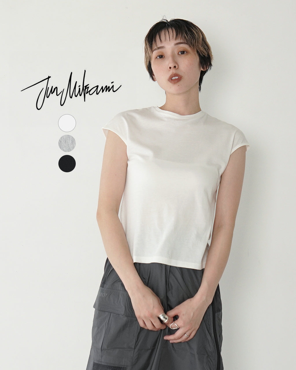 【アウトレット!20%OFF】フレンチスリーブ Tシャツ クルーネック カットソー コンパクト コットン 25SS-28-S【送料無料】