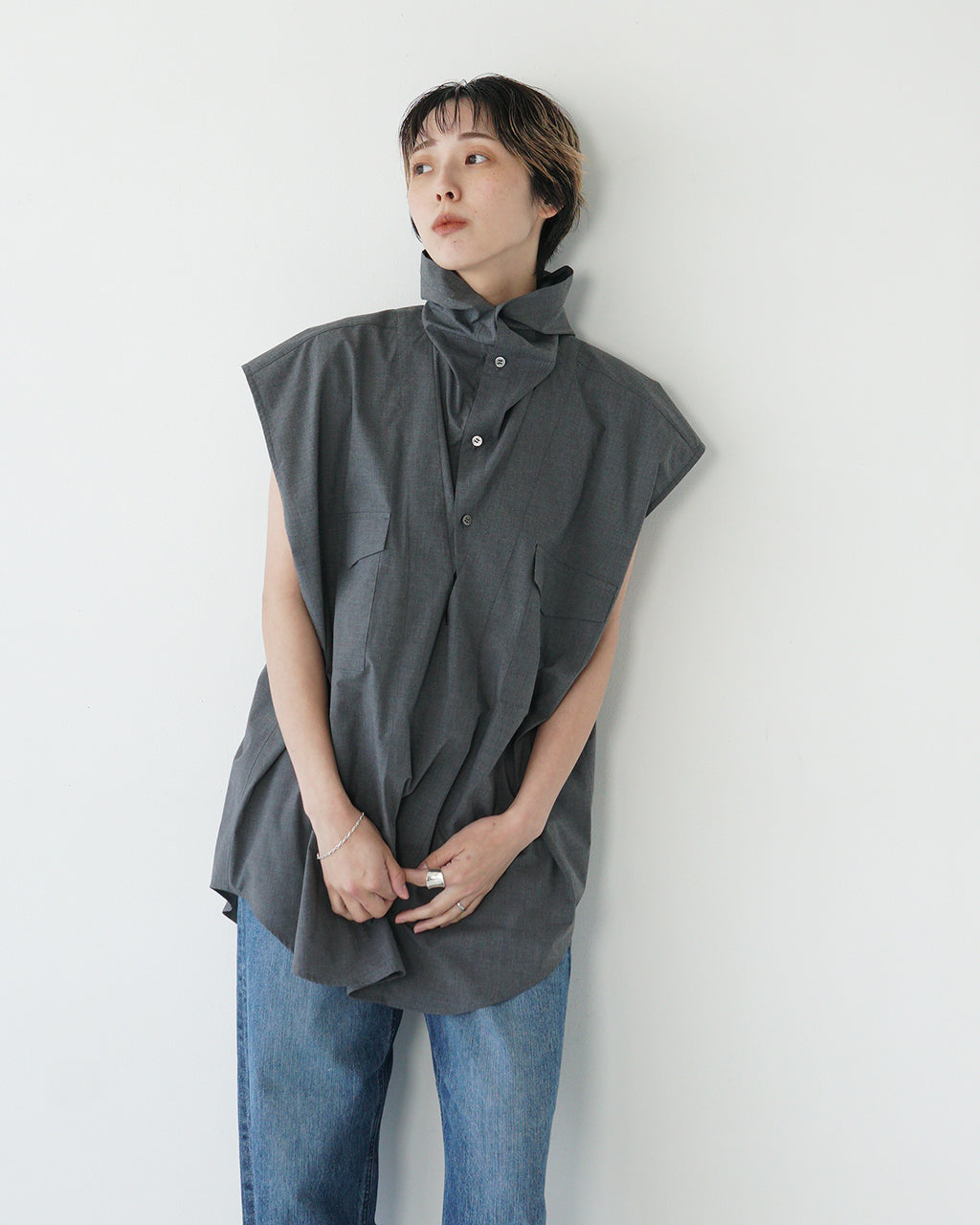 【アウトレット!20%OFF】フード ノースリーブ シャツ 25SS-5-J【送料無料】