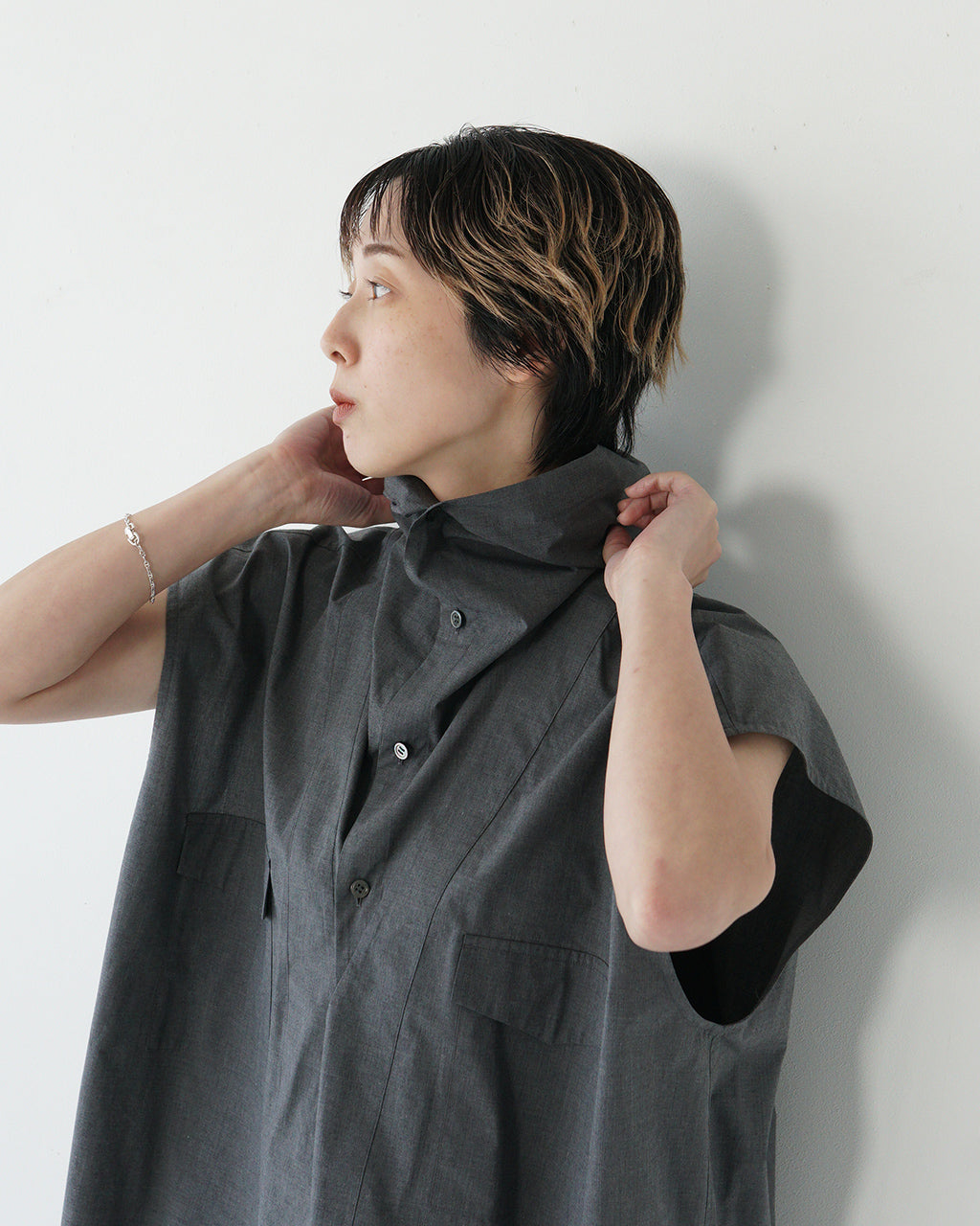 【アウトレット!20%OFF】フード ノースリーブ シャツ 25SS-5-J【送料無料】
