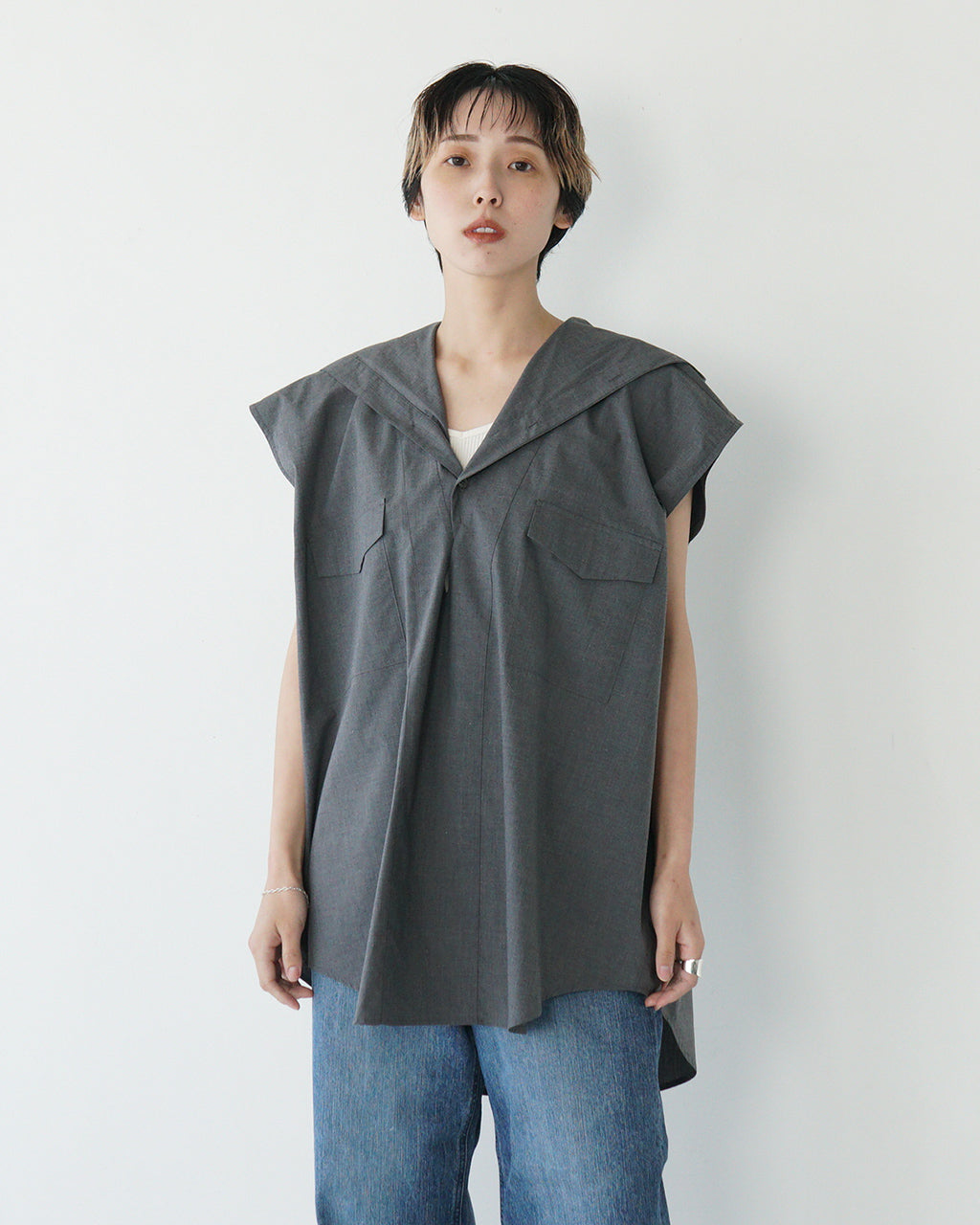 【アウトレット!20%OFF】フード ノースリーブ シャツ 25SS-5-J【送料無料】