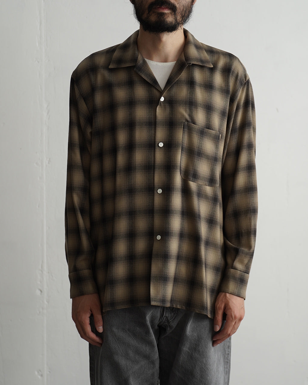 Wool Ombre Open Collared Shirt KS25FSH04