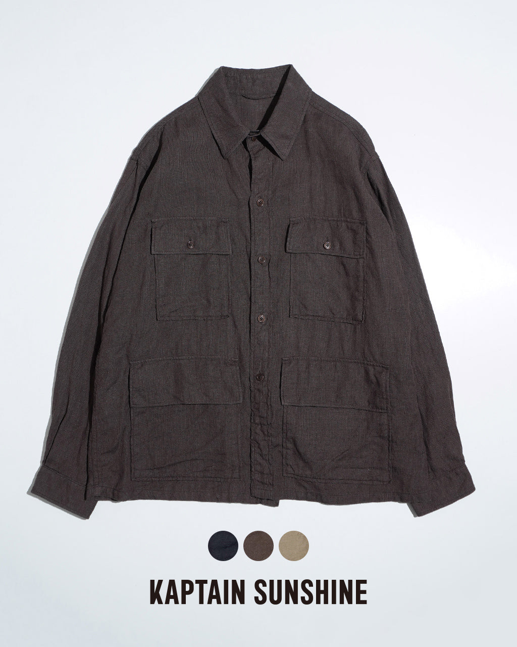 【アウトレット!30%OFF】KAPTAIN SUNSHINE キャプテンサンシャイン サファリシャツジャケット エジプト綿シルク シアサッカー サファリジャケット Safari Shirt Jacket KS25SJK20【送料無料】