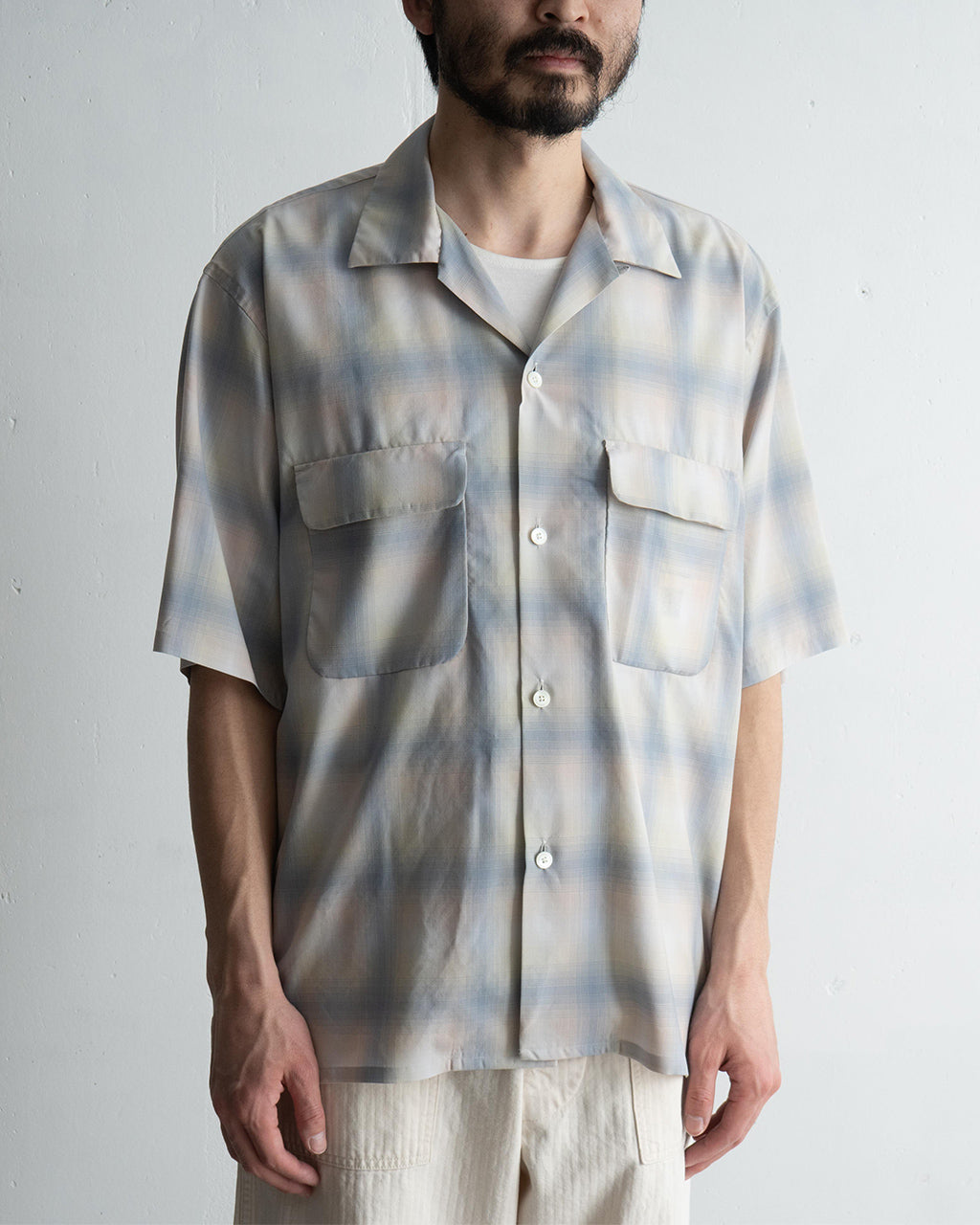 【SALE!20%OFF】オープンカラー 半袖シャツ Open Collared SS Shirt サマーウール Super140's KS25SSH04