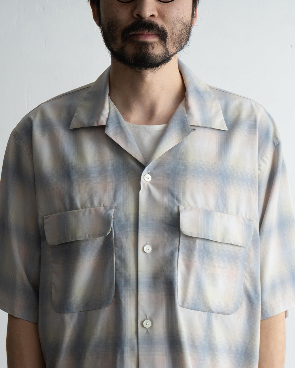 【SALE!20%OFF】オープンカラー 半袖シャツ Open Collared SS Shirt サマーウール Super140's KS25SSH04