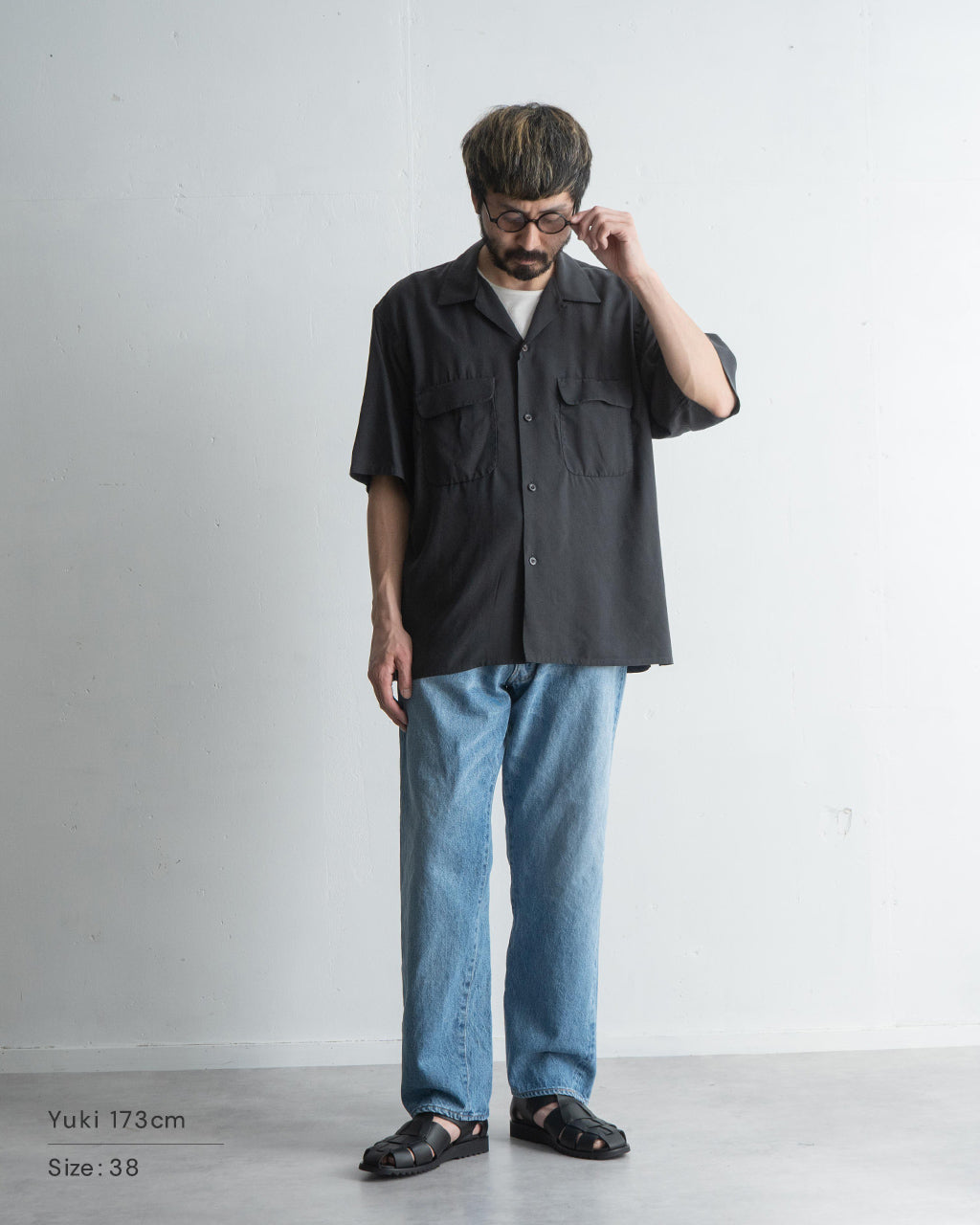【SALE!20%OFF】オープンカラー 半袖シャツ Open Collared SS Shirt シルク100%ギャバジン スウェード起毛加工 KS25SSH10
