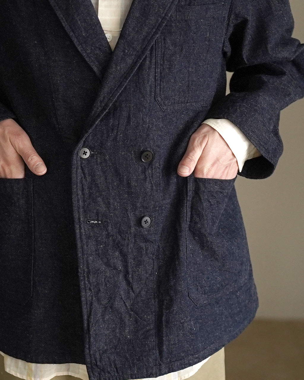 Cotton Linen Denim DB Take Easy Jacket KS26SJK33