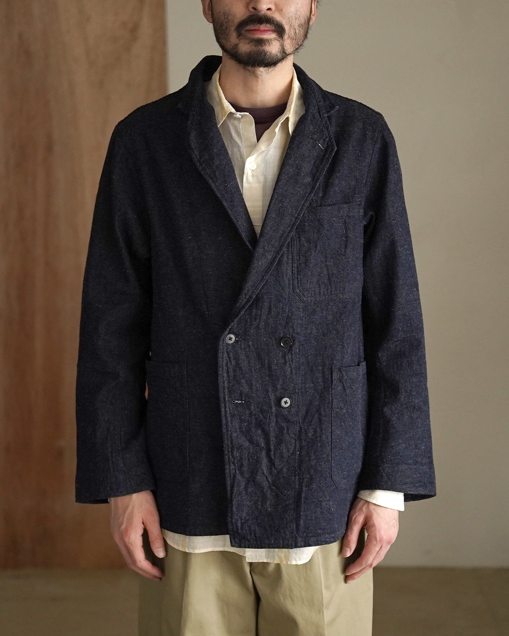 Cotton Linen Denim DB Take Easy Jacket KS26SJK33
