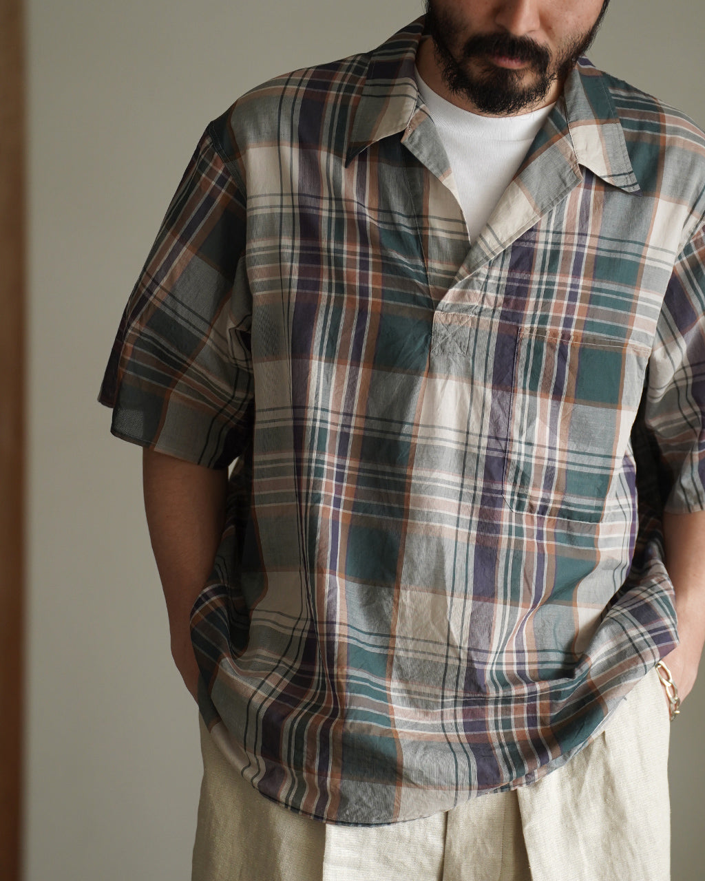 Gauze Plaid Pullover SS Shirt KS26SSH16