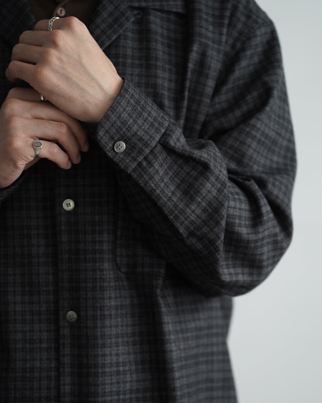 Wool Plaid Open Collar Shirt KS26FSH08