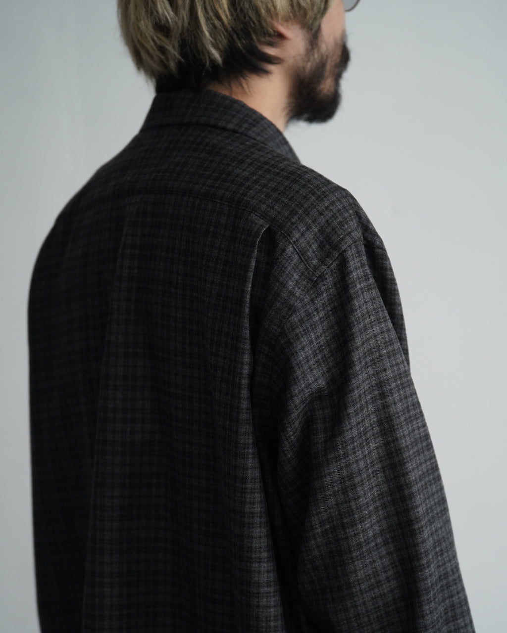 Wool Plaid Open Collar Shirt KS26FSH08
