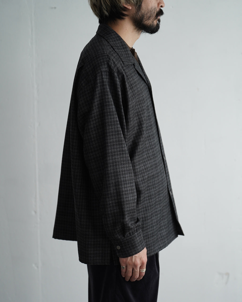Wool Plaid Open Collar Shirt KS26FSH08