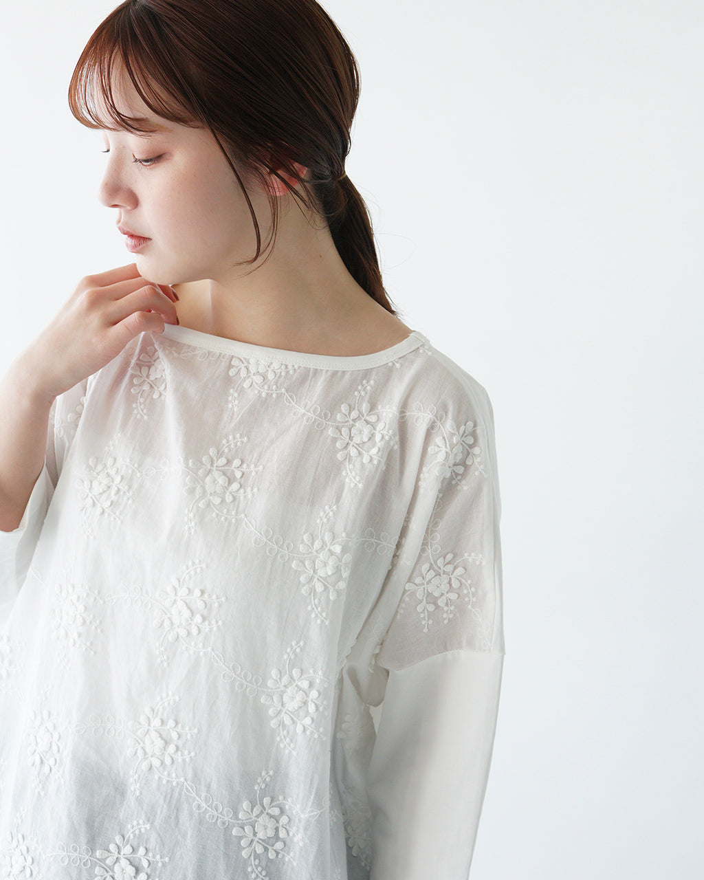 【週末限定!対象アイテム10%OFF】KELEN ケレン フラワーレースプルオーバー ""LOU"" ボートネック カットソー 七分袖 花柄 LKL25HBL2204【送料無料】
