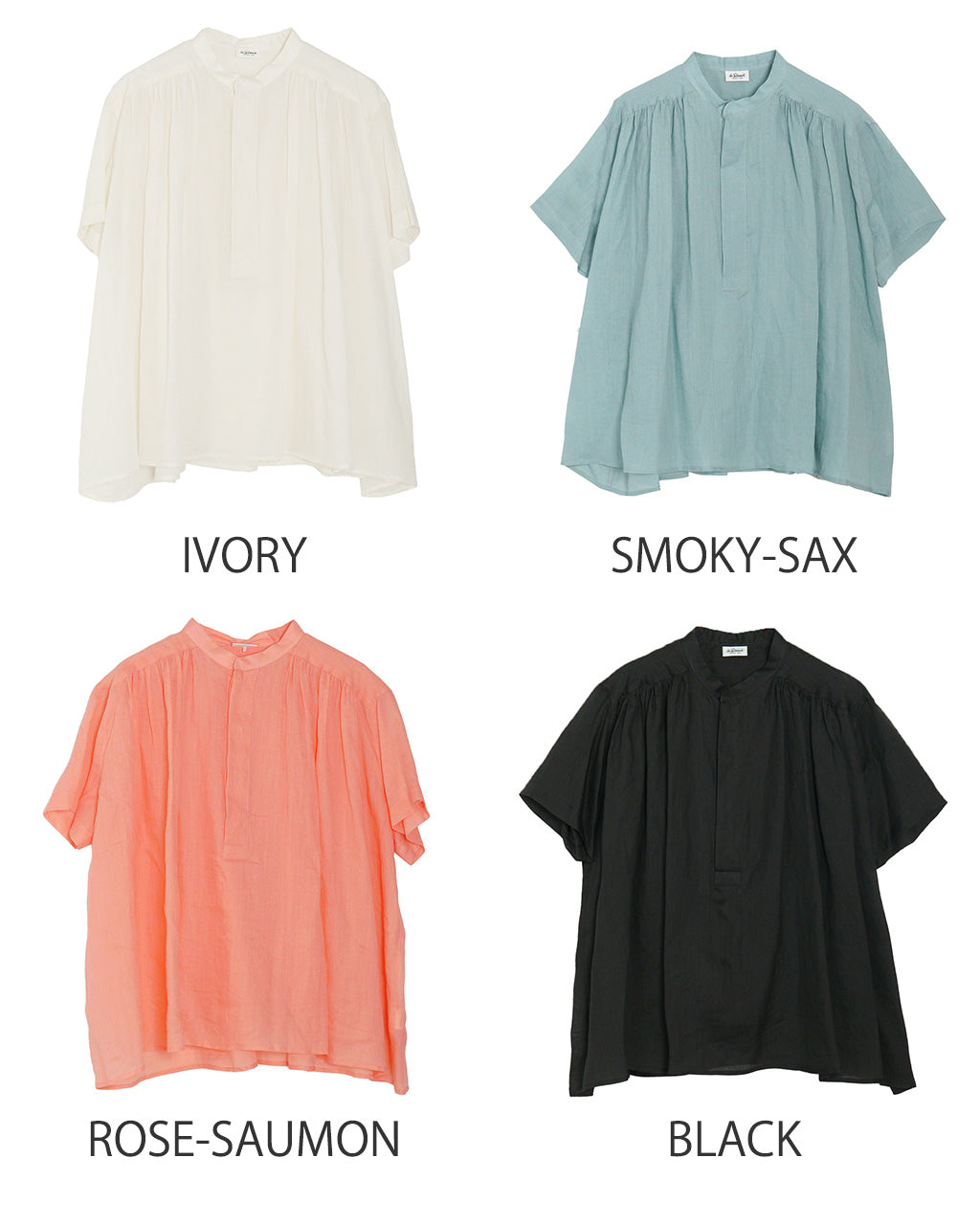 le glazik ル グラジック GATHERED SHORT SLEEVE SHIRT スタンドカラー シャツ プルオーバー LG-B0381 RAT【送料無料】