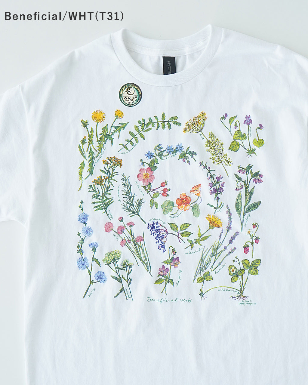 LIBERTY GRAPHICS リバティーグラフィックス 半袖Tシャツ グラフィックT クルーネック 天文学 宇宙 自然 植物 花 コットン 丸胴 カットソー