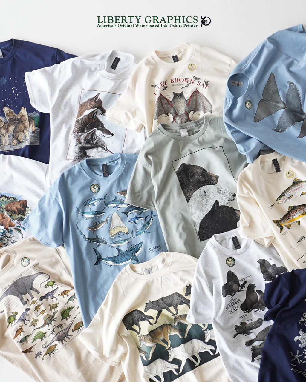 LIBERTY GRAPHICS リバティーグラフィックス 半袖Tシャツ グラフィックT クルーネック 動物 アニマル 恐竜 コットン 丸胴 カットソー