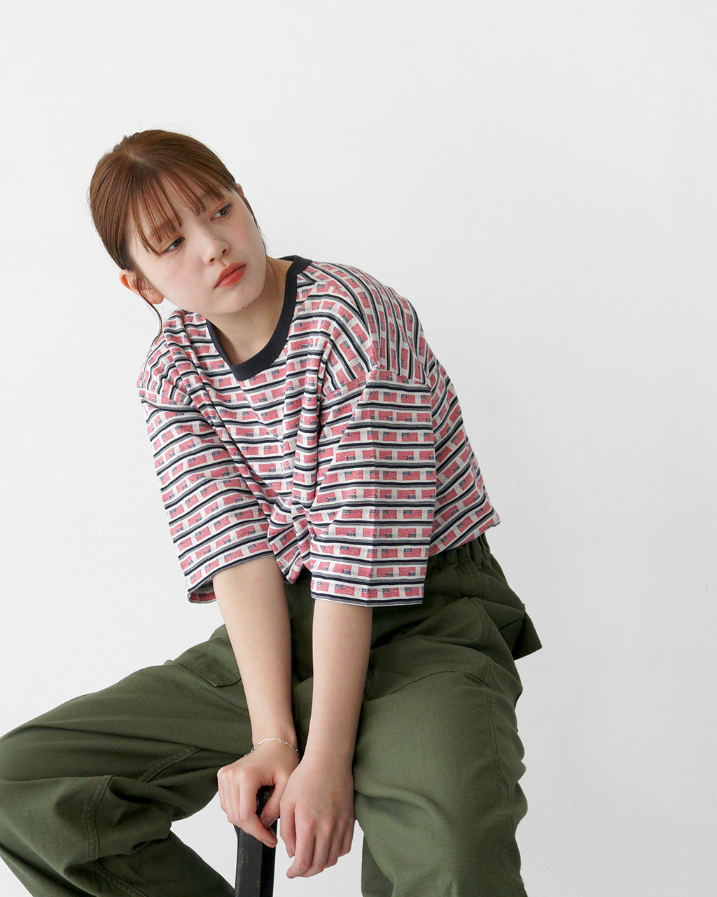 【アウトレット!30%OFF】Luvourdays ラブアワーデイズ 半袖Tシャツ USフラッグ ジャカード US FLAG JQ LV-CT5106 アメリカンフラッグ