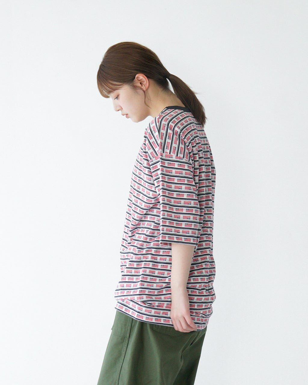 【アウトレット!30%OFF】Luvourdays ラブアワーデイズ 半袖Tシャツ USフラッグ ジャカード US FLAG JQ LV-CT5106 アメリカンフラッグ