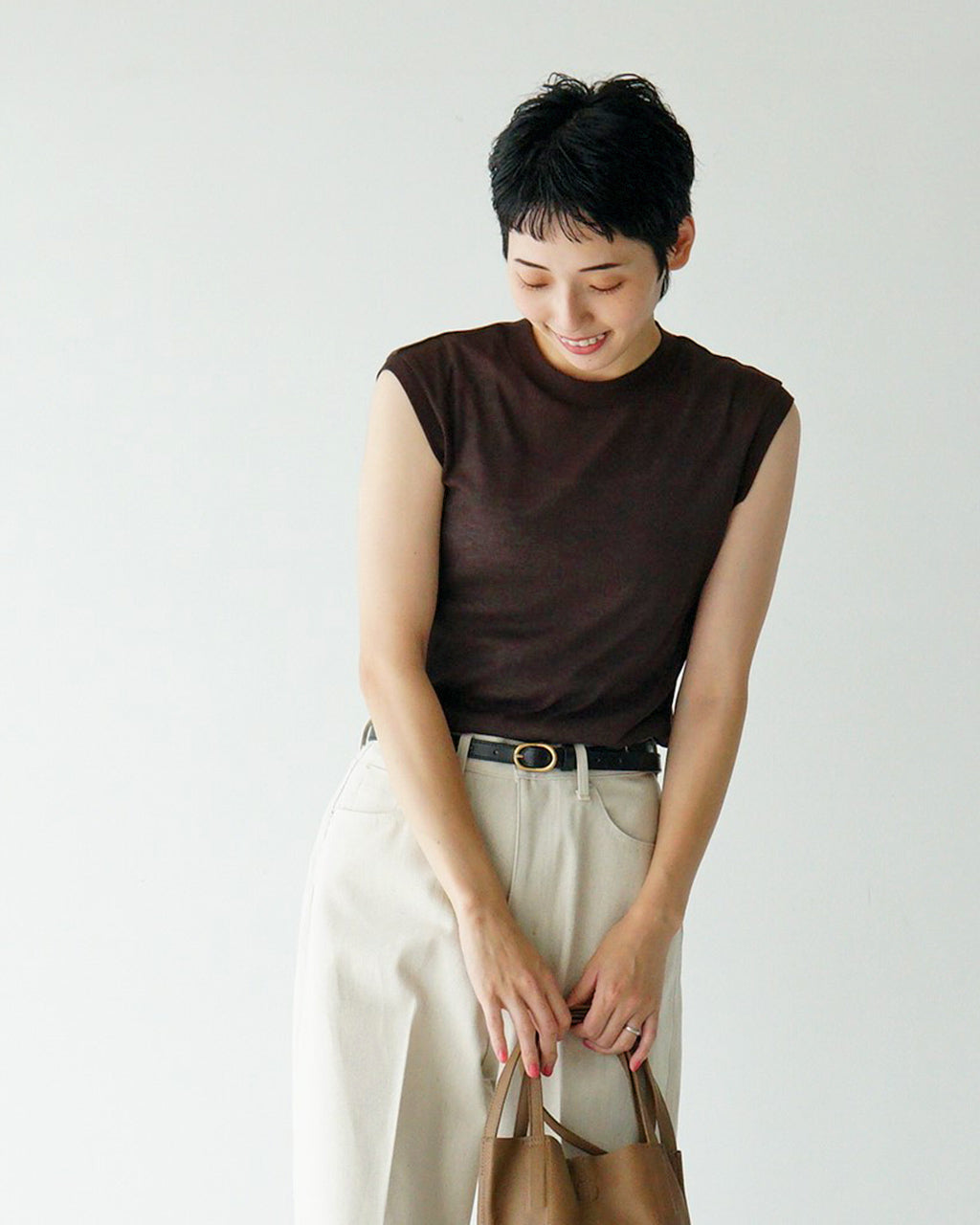 【SALE!30%OFF】Luvourdays ラブアワーデイズ ノースリーブ フレンチスリーブ トップス シアーハイツイストフライス Tシャツ カットソー クルーネック レイヤード LV-CT5112