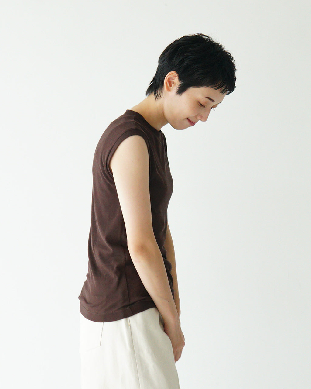 【SALE!30%OFF】Luvourdays ラブアワーデイズ ノースリーブ フレンチスリーブ トップス シアーハイツイストフライス Tシャツ カットソー クルーネック レイヤード LV-CT5112