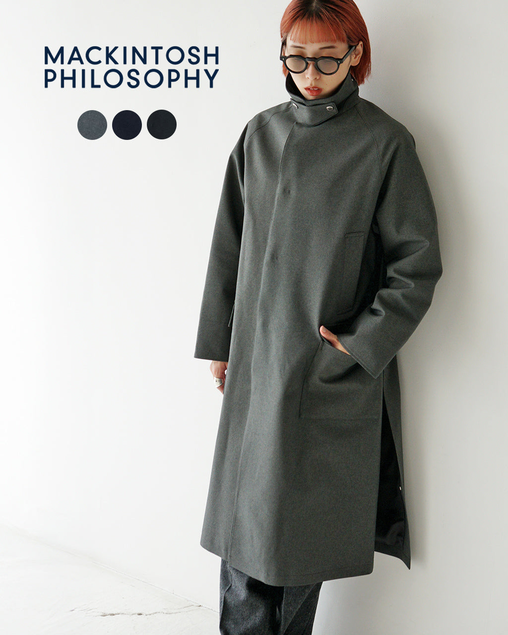 MACKINTOSH PHILOSOPHY マッキントッシュ フィロソフィー ロングコート 2024秋冬 SOMERFORD LONG アウター  コーデュロイ襟付き R9B52-4751101