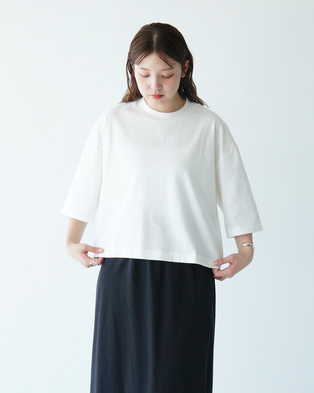 【SALE!20%OFF】MANON マノン ハーフスリーブ Tシャツ HALF SLEEVE TEE カットソー クルーネック 半袖 5分袖 クロップド丈 MNN-C-153