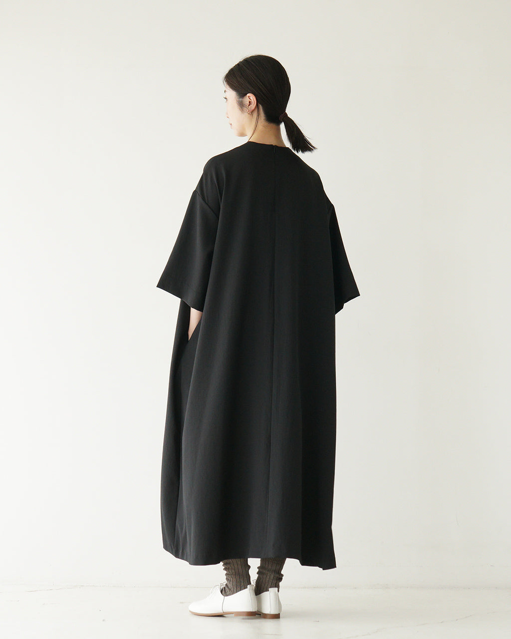 manon マノン プルオーバー フレア ドレス ワンピース PULL OVER FLARE DRESS ONEPIECE Aラインワンピース ドレープ 6分袖 半袖 MNN-OP-108 【送料無料】