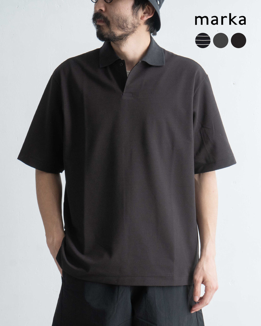 【SALE!20%OFF】ワンボタン 半袖 ポロシャツ ONE BUTTON POLO S/S TEE オーガニックコットン 強燃ドライカノコ 鹿の子素材 M25A15CS02B