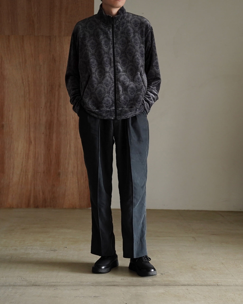 Velour Jacquard Full Zip Track Jacket M25C20CS01C