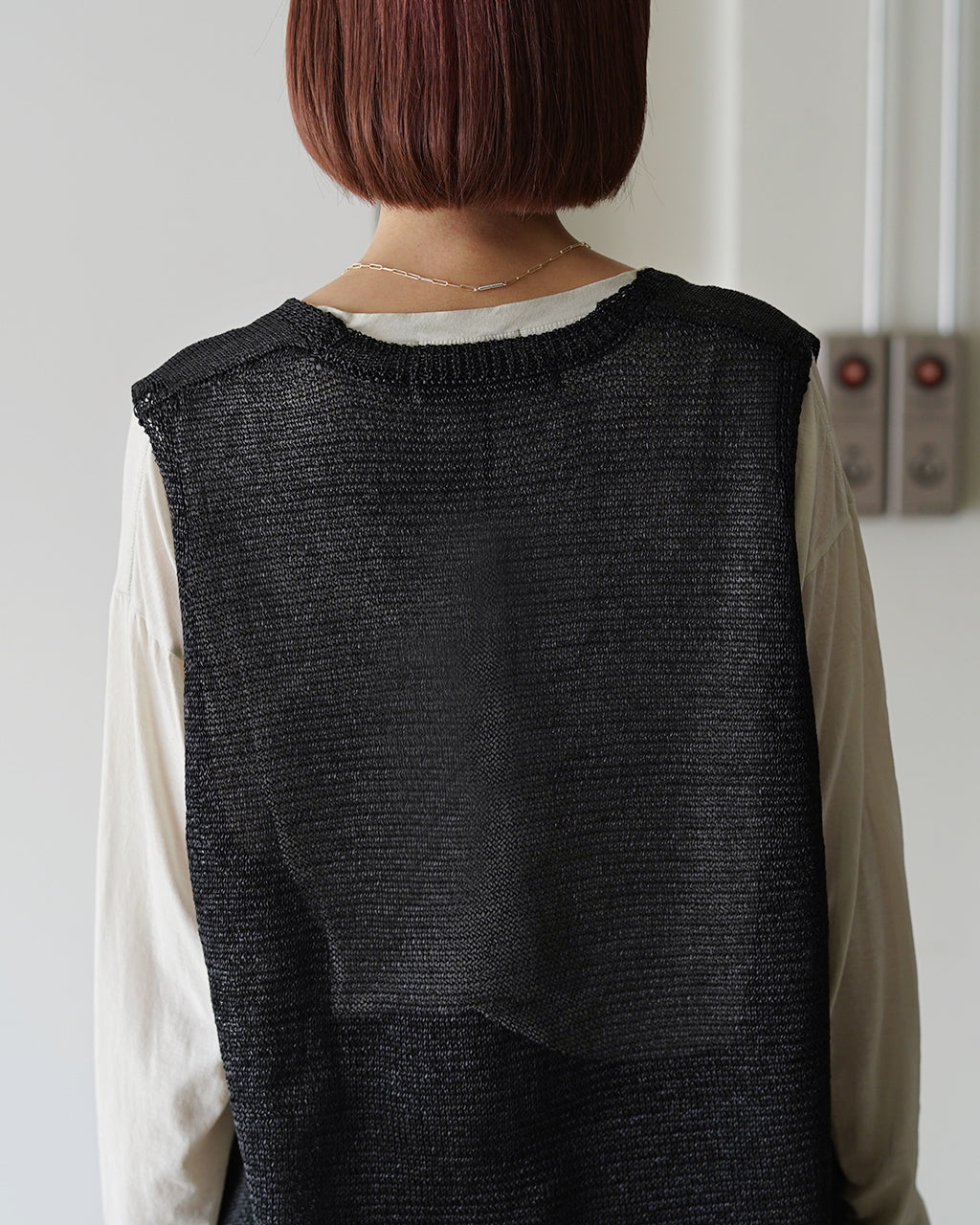 wide V neck vest 1-220062