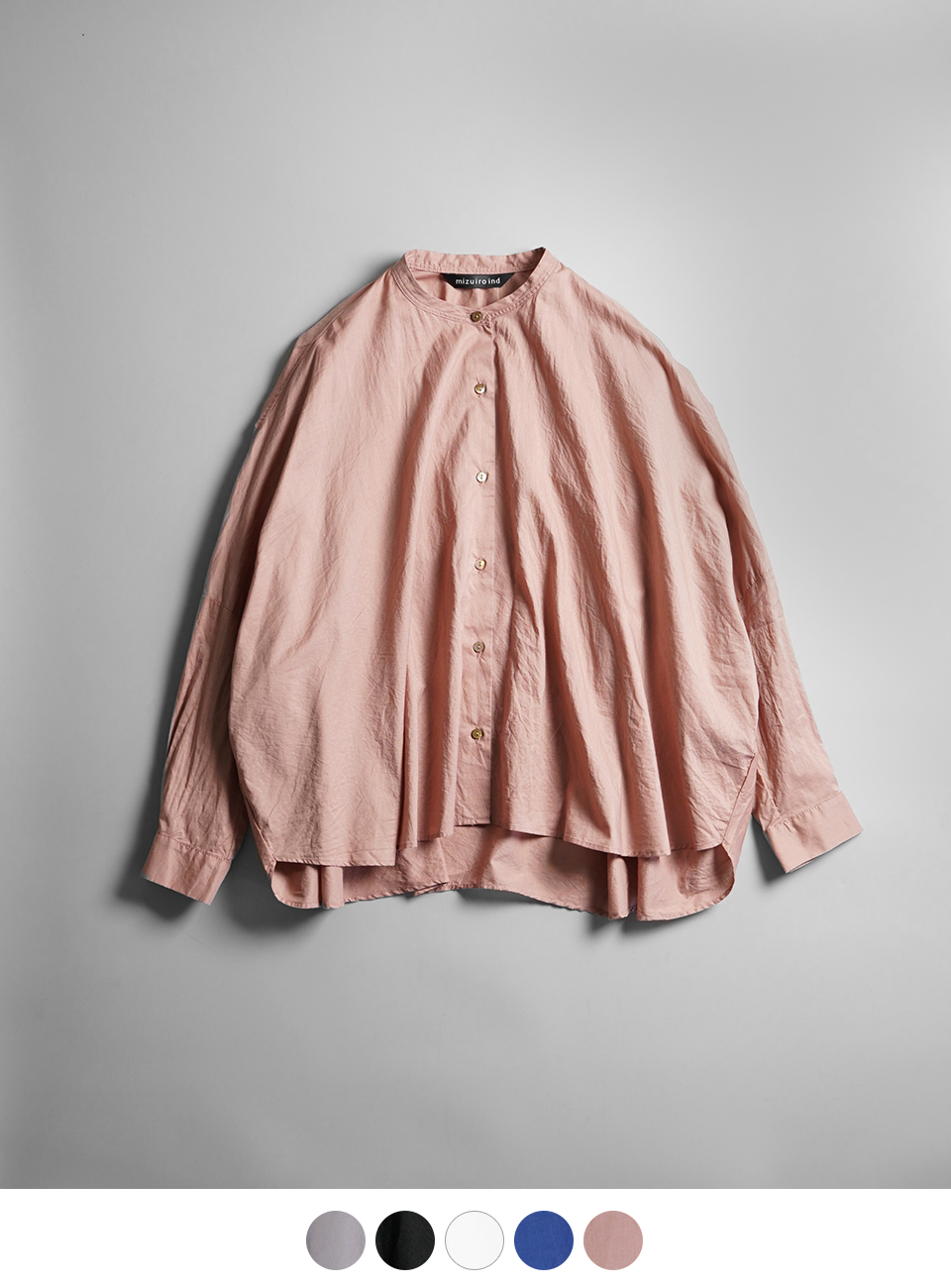 mizuiro-ind/ バックギャザーワイドシャツ   light pink