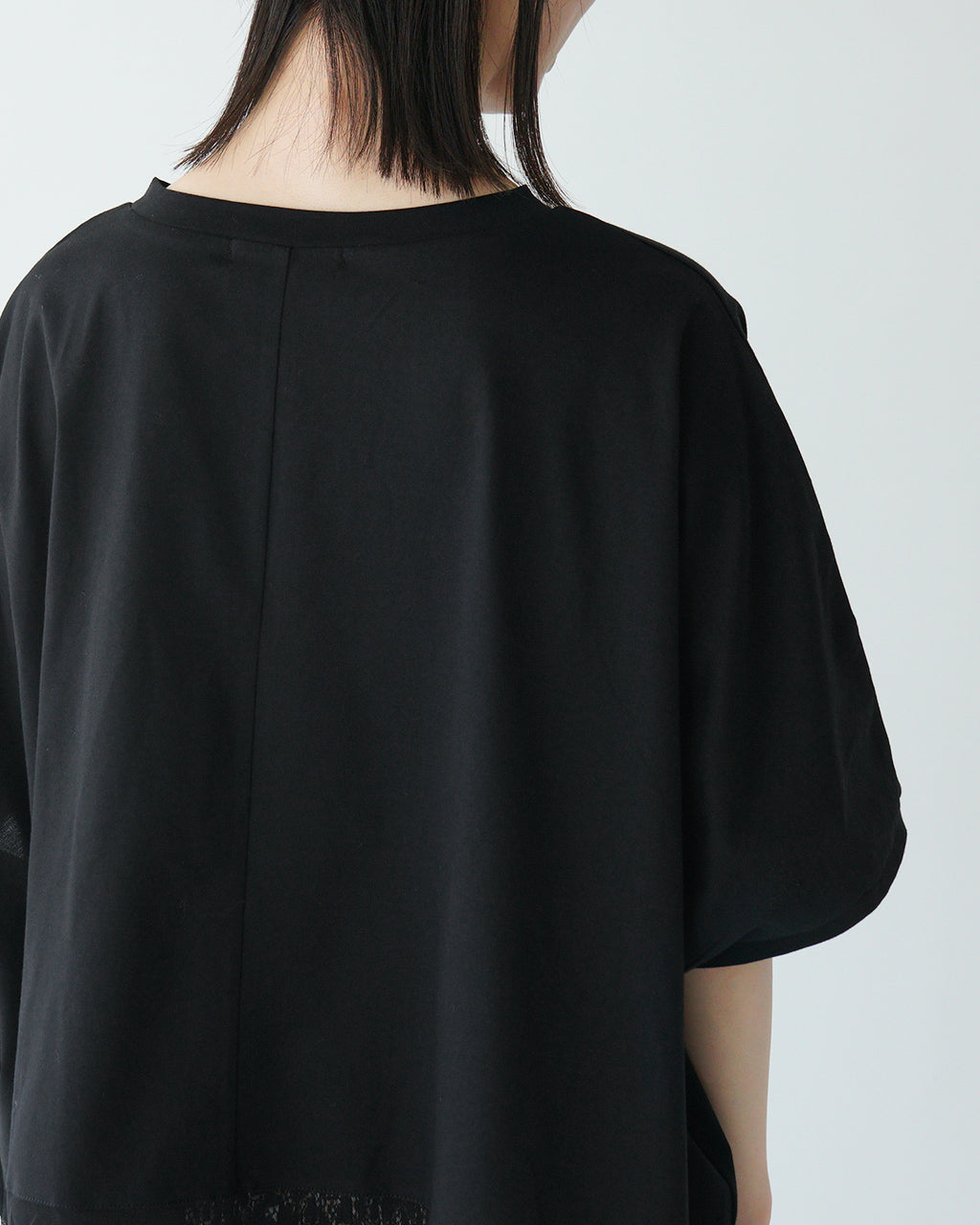 mizuiro ind ミズイロインド メッシュTシャツ mesh mix wide P/O メッシュミックスワイドプルオーバー 半袖 カットソー ドロップショルダー コットン 日本製 2-210096