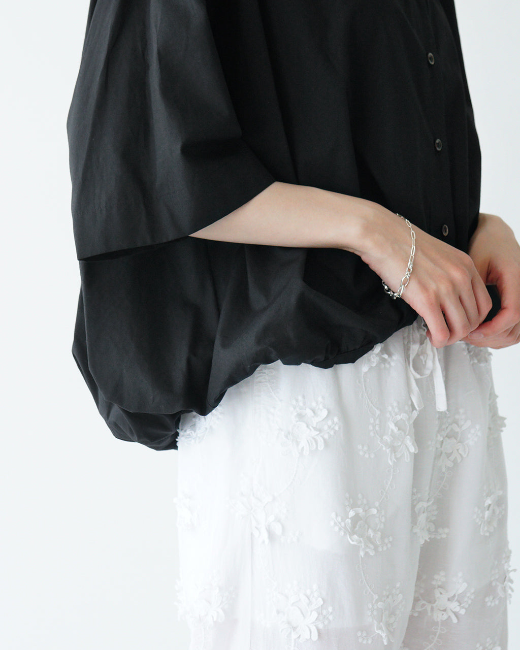 mizuiro ind ミズイロインド ハーフスリーブ バルーン シャツ half slv balloon shirt 半袖シャツ 軽量 5分袖 ブラウス 2-230080 【送料無料】