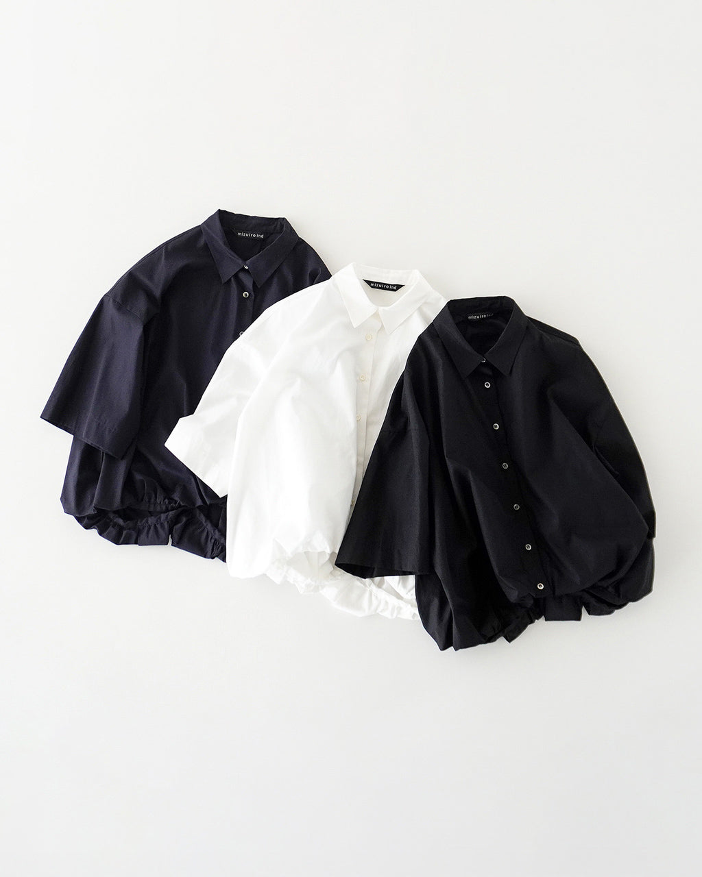 mizuiro ind ミズイロインド ハーフスリーブ バルーン シャツ half slv balloon shirt 半袖シャツ 軽量 5分袖 ブラウス 2-230080 【送料無料】