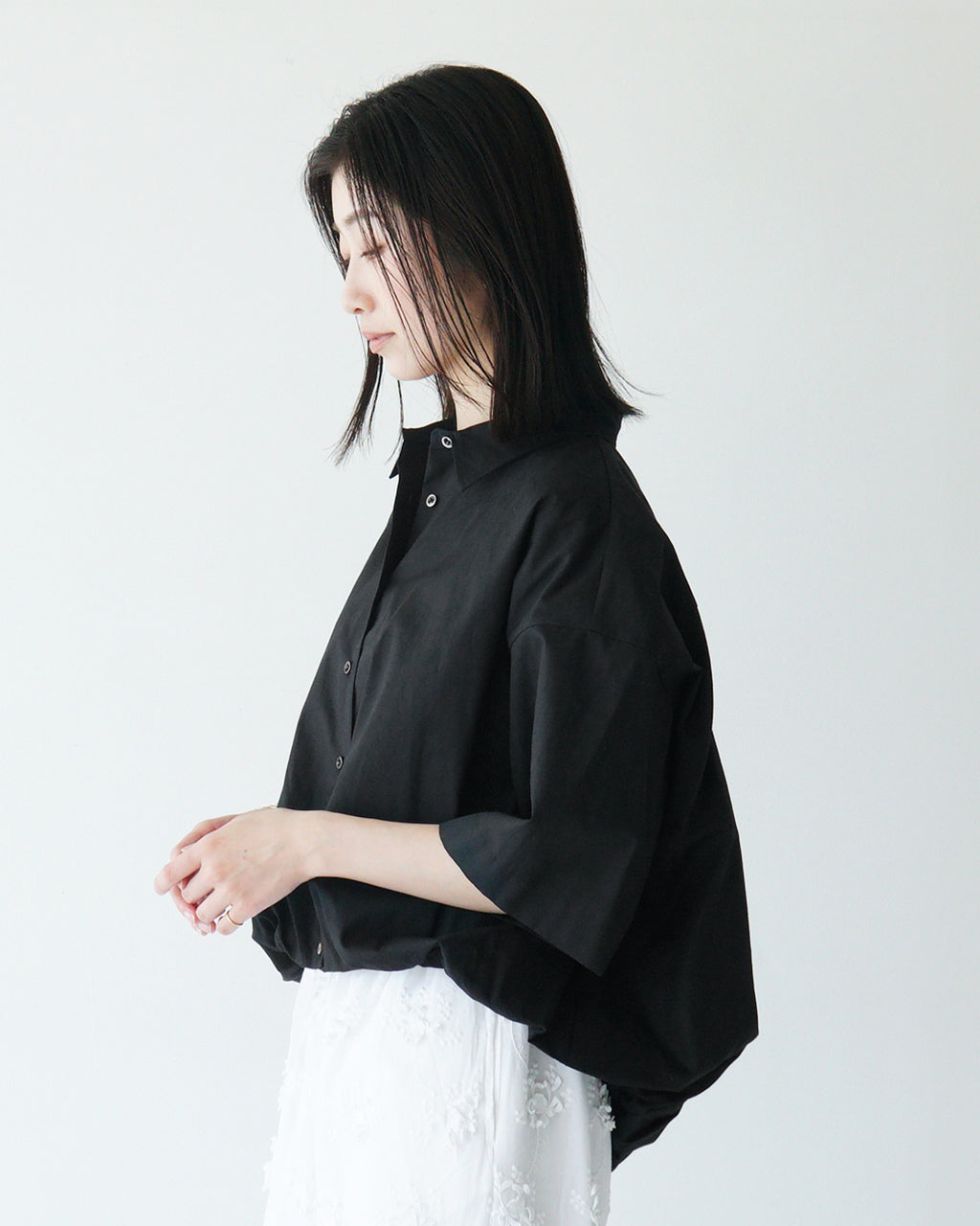 mizuiro ind ミズイロインド ハーフスリーブ バルーン シャツ half slv balloon shirt 半袖シャツ 軽量 5分袖 ブラウス 2-230080 【送料無料】