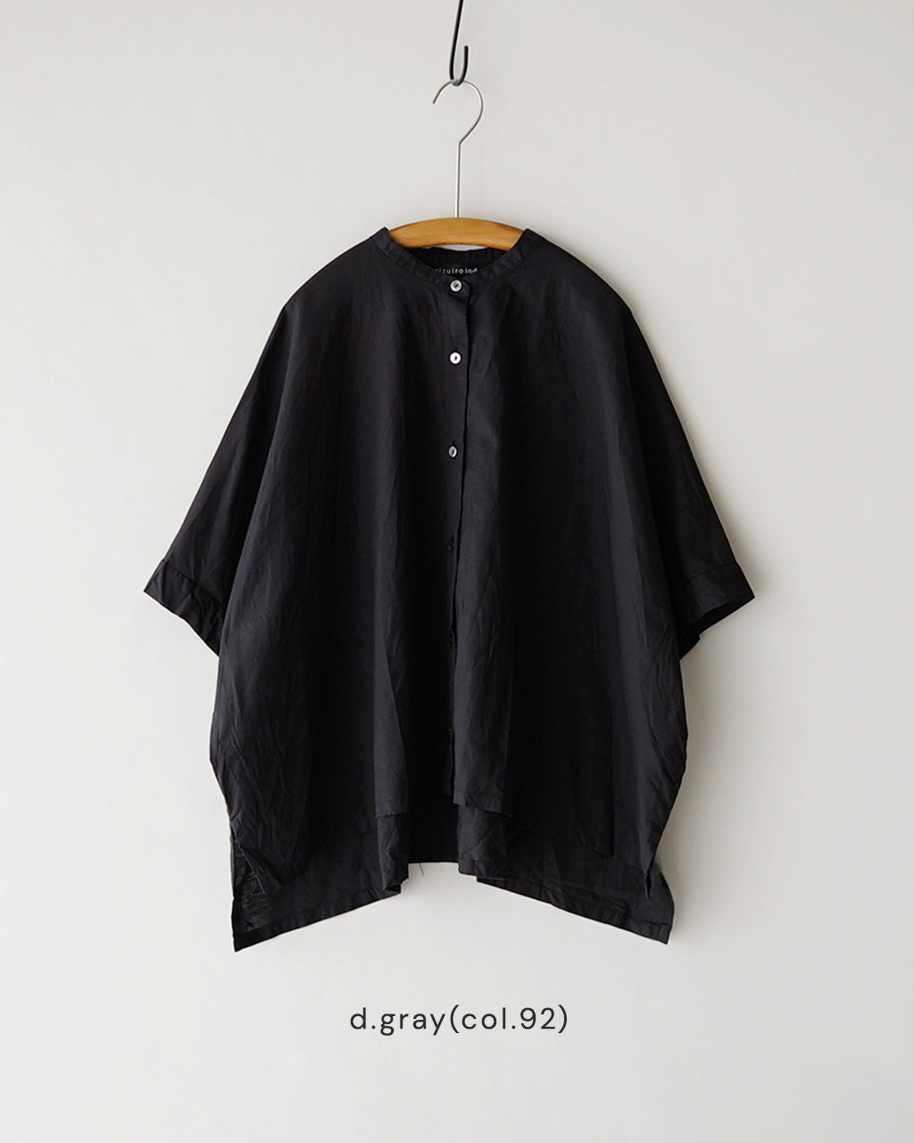 COTTON LINEN STAND COLLAR WIDE SHIRT 2-230149