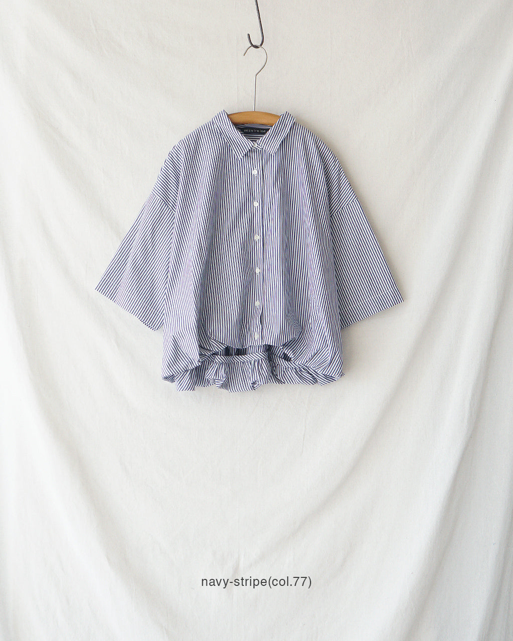 mizuiro ind ミズイロインド stripe half slv ballon shirt ストライプ ハーフスリーブ バルーンシャツ | Crouka(クローカ)