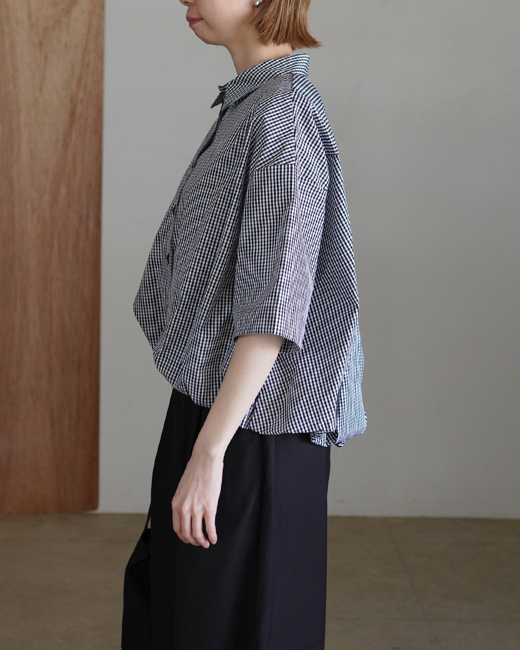 mizuiro ind ミズイロインド stripe half slv ballon shirt ストライプ ハーフスリーブ バルーンシャツ | Crouka(クローカ)