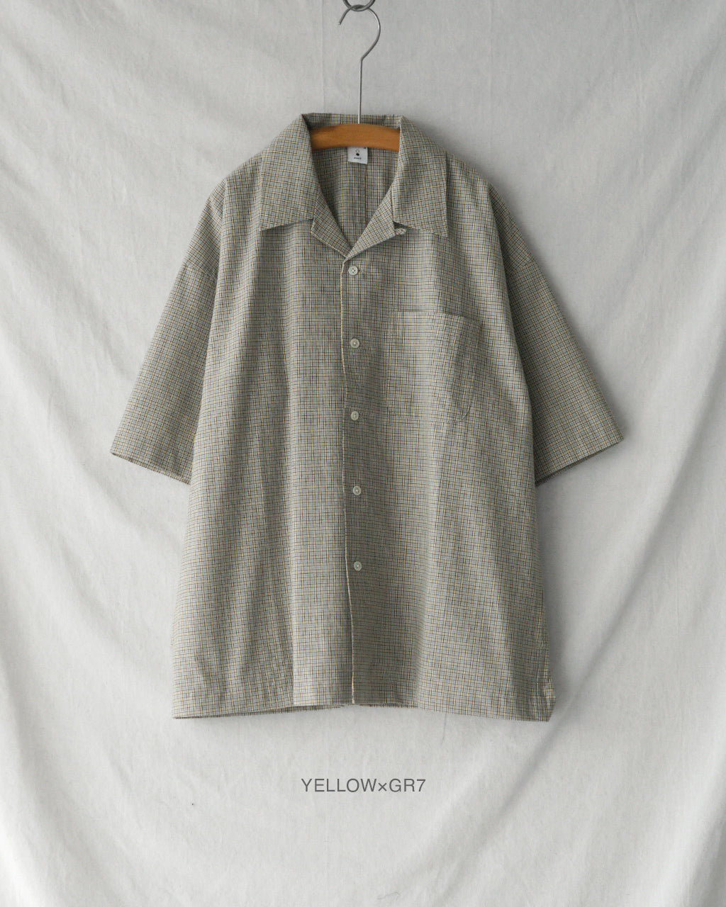 GR7 MIXED POPLIN CHECK S/S OPEN-COLLAR SHIRT M72-781