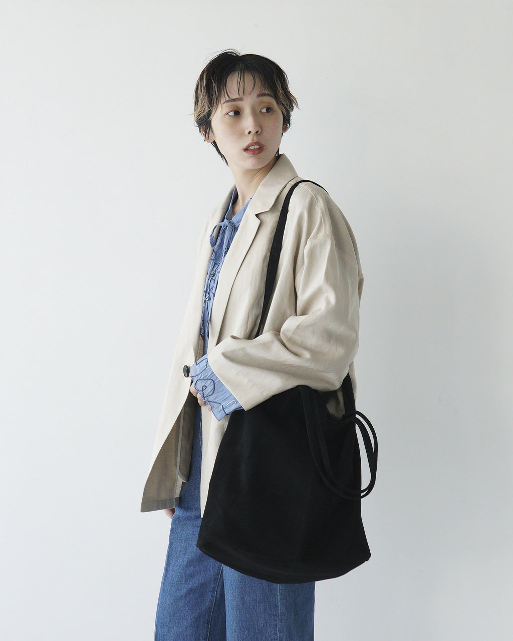 3WAY LARGE TOTE(L size)OIL SUEDE BLACK L-OBLK-1