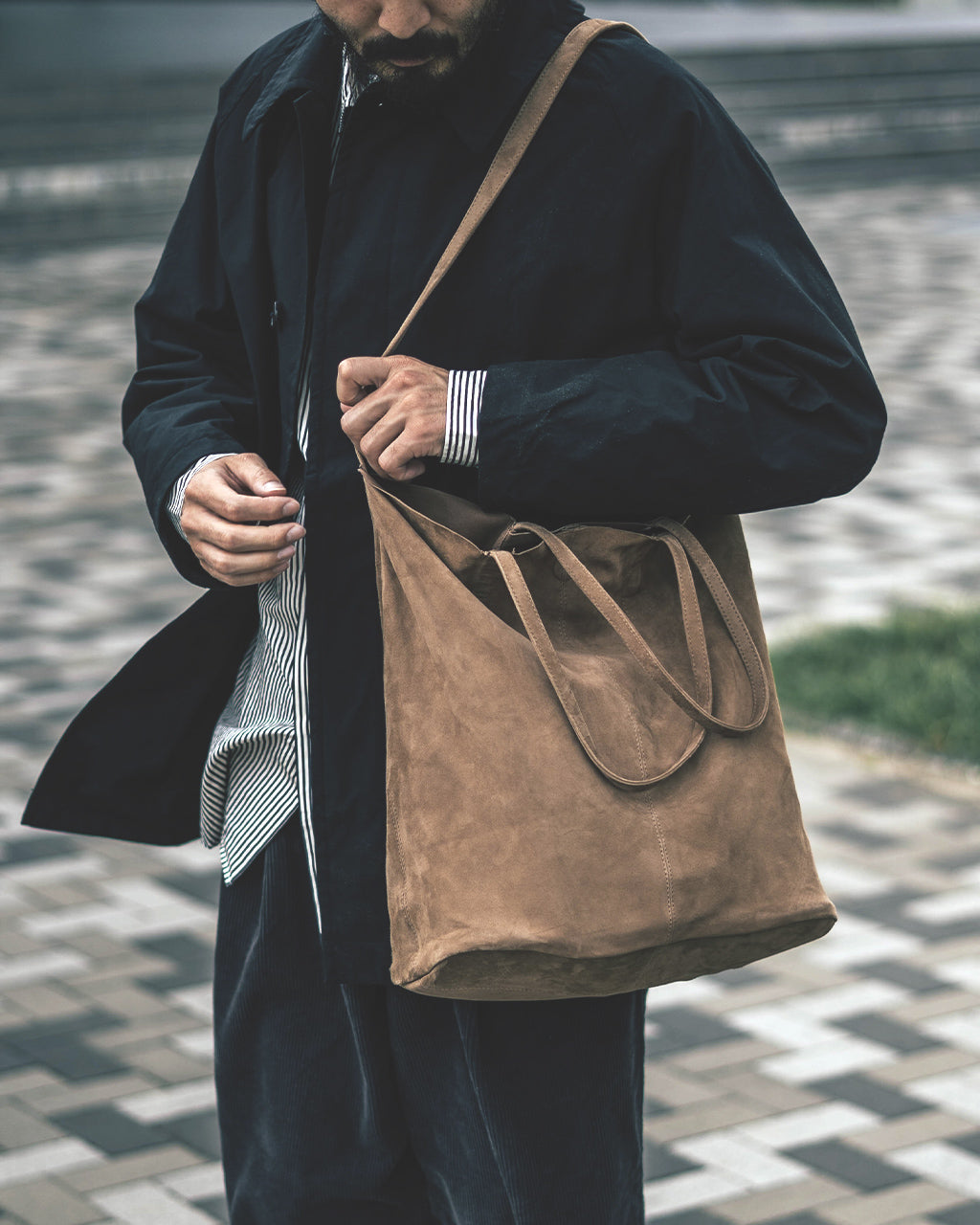 3WAY LARGE TOTE(L size) SUEDE CAMEL L-SCML-103