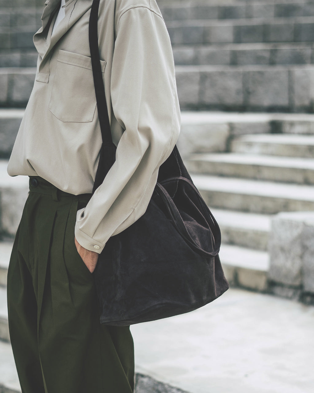 3WAY MEDIUM TOTE(M size)SUEDE CAMEL / SUEDE DARK CHOCO