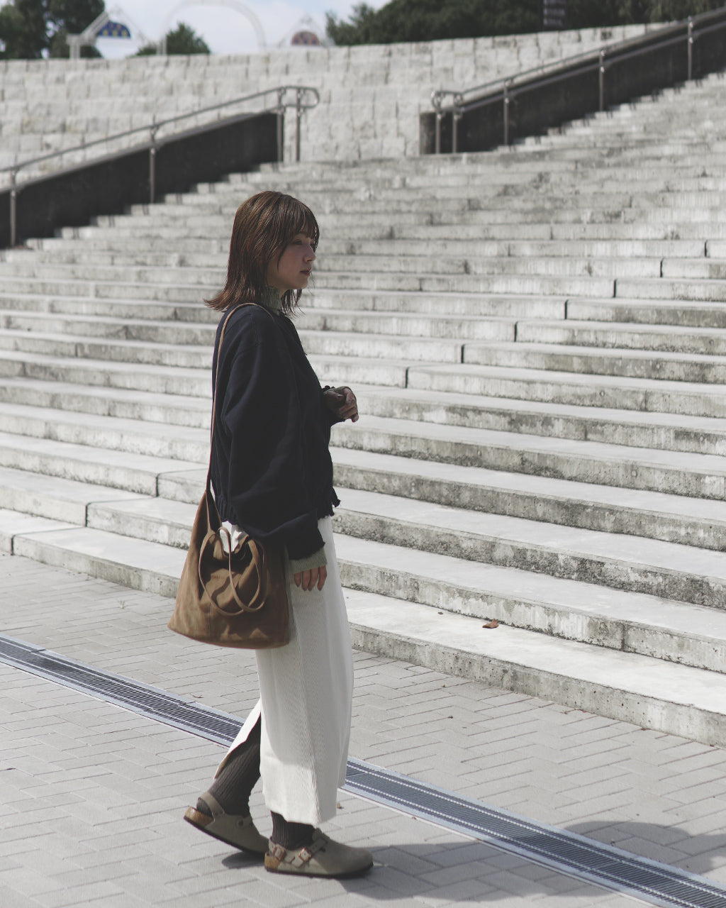 3WAY MEDIUM TOTE(M size)SUEDE CAMEL / SUEDE DARK CHOCO