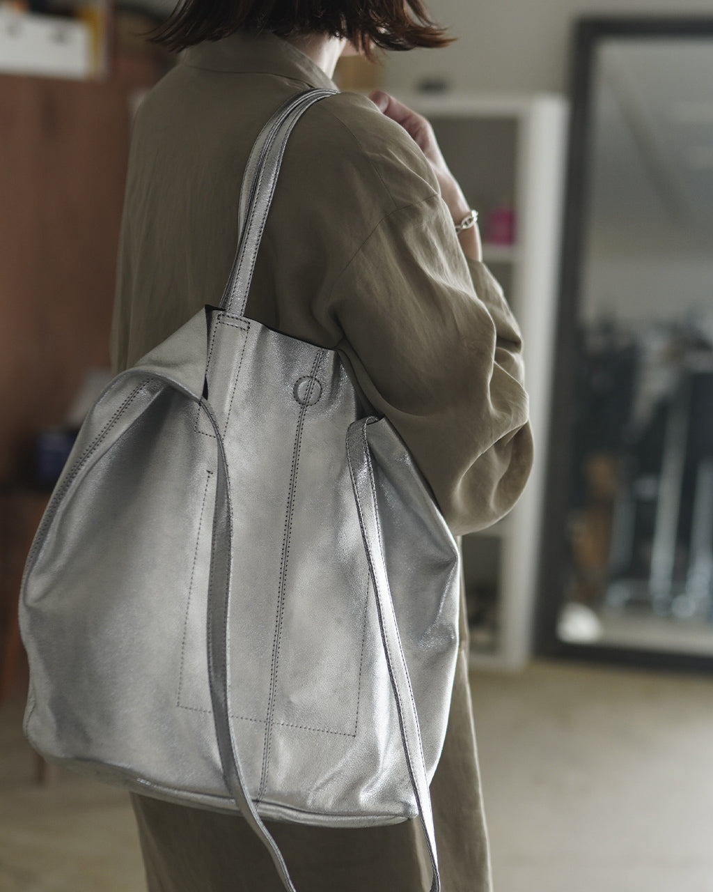 3WAY MEDIUM TOTE(M size)SILVER ML-SIL-1