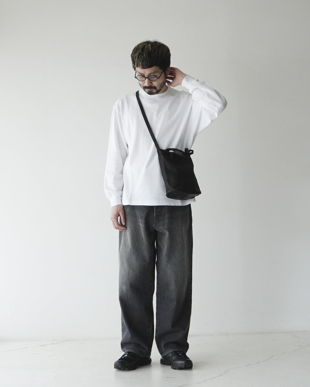 2WAY SMALL TOTE(S size)BLACK CHARCOAL CAMEL