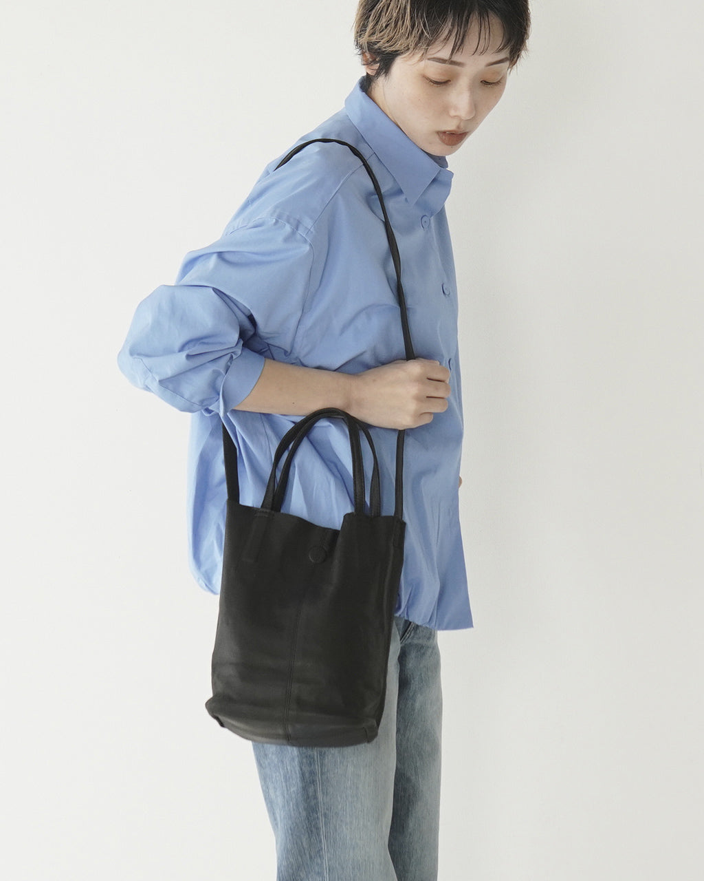 2WAY SMALL TOTE(S size)BLACK CHARCOAL CAMEL