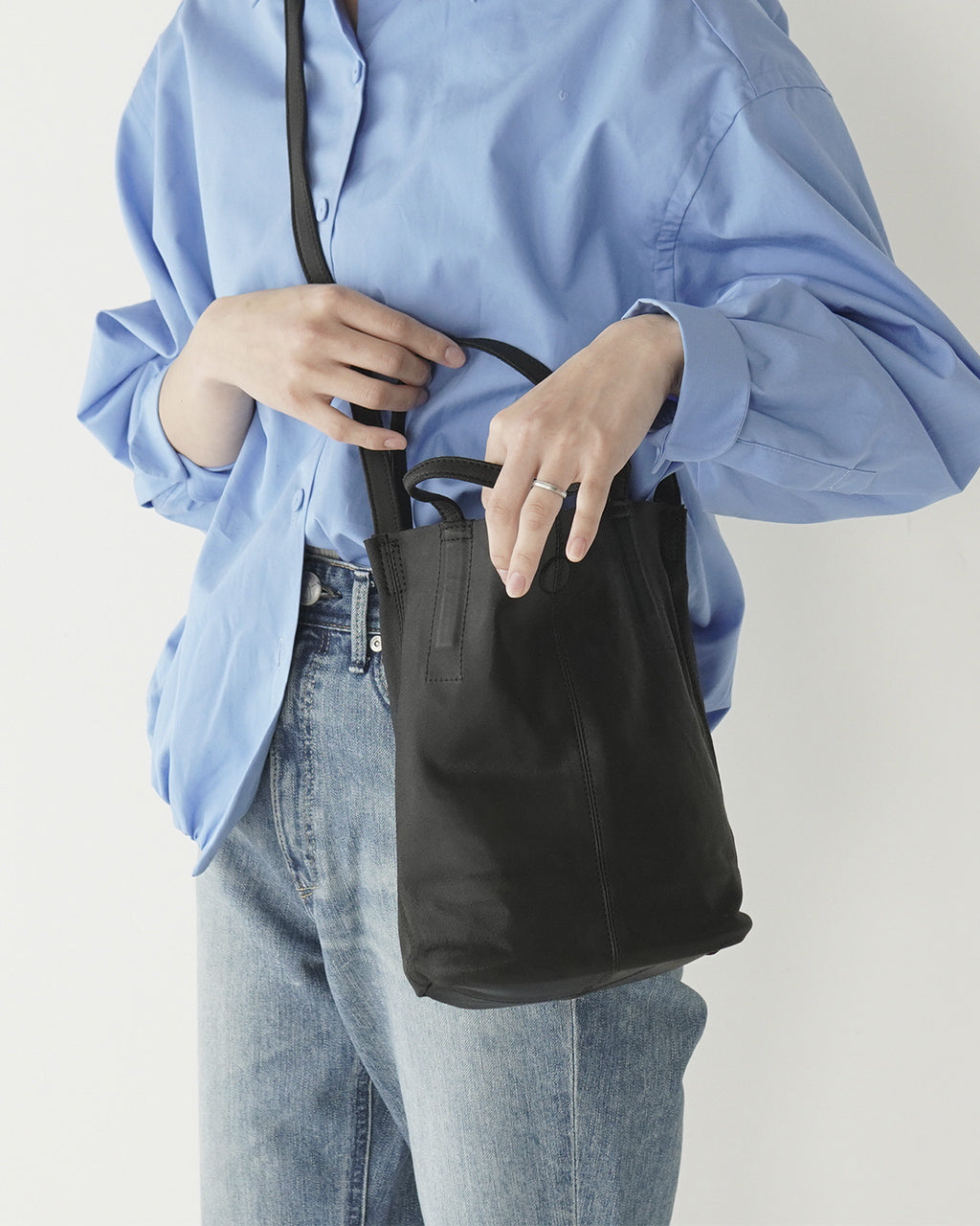 2WAY SMALL TOTE(S size)BLACK CHARCOAL CAMEL