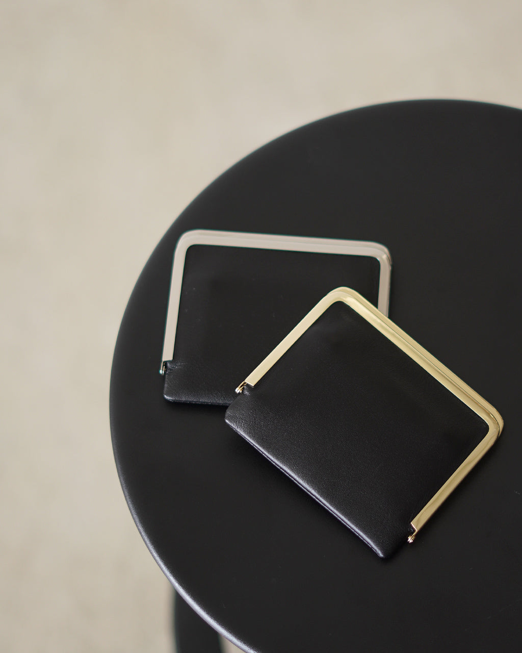Framed Leather Half Wallet MSA-HW-BLK
