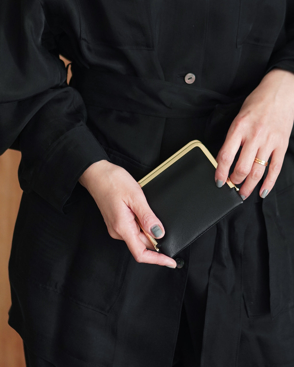 Framed Leather Half Wallet MSA-HW-BLK